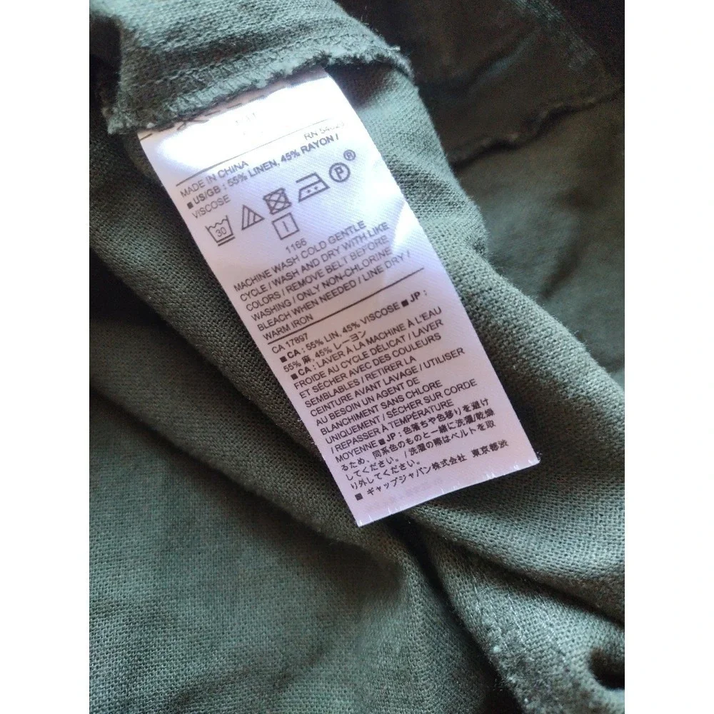 Banana Republic Button Front A Line linen Skirt Olive Green‎ Tall Size 10